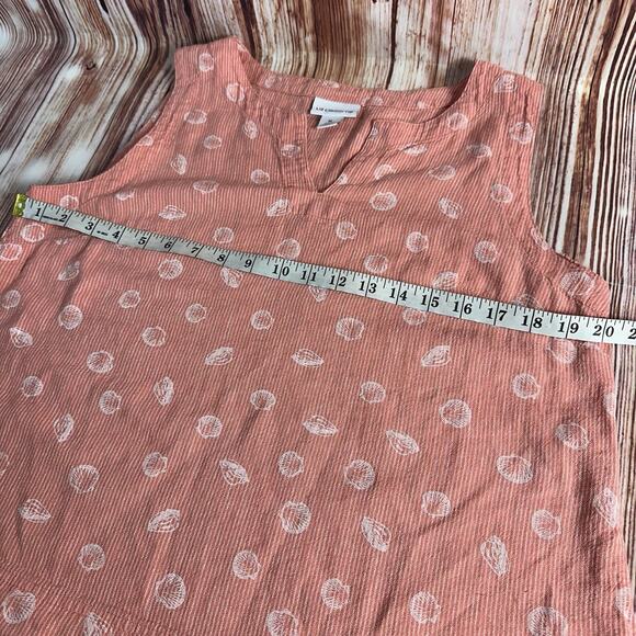 Liz Claiborne Sz Medium Coral Sea Shell Linen Blend V Neck Sleeveless Tank Top - Picture 5 of 8
